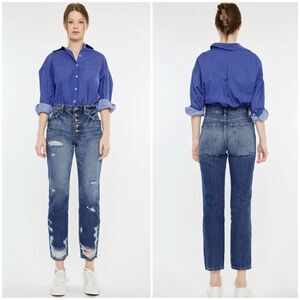 KanCan Women's High-Rise Distressed KeKe Straight Leg Jeans Size 9/28